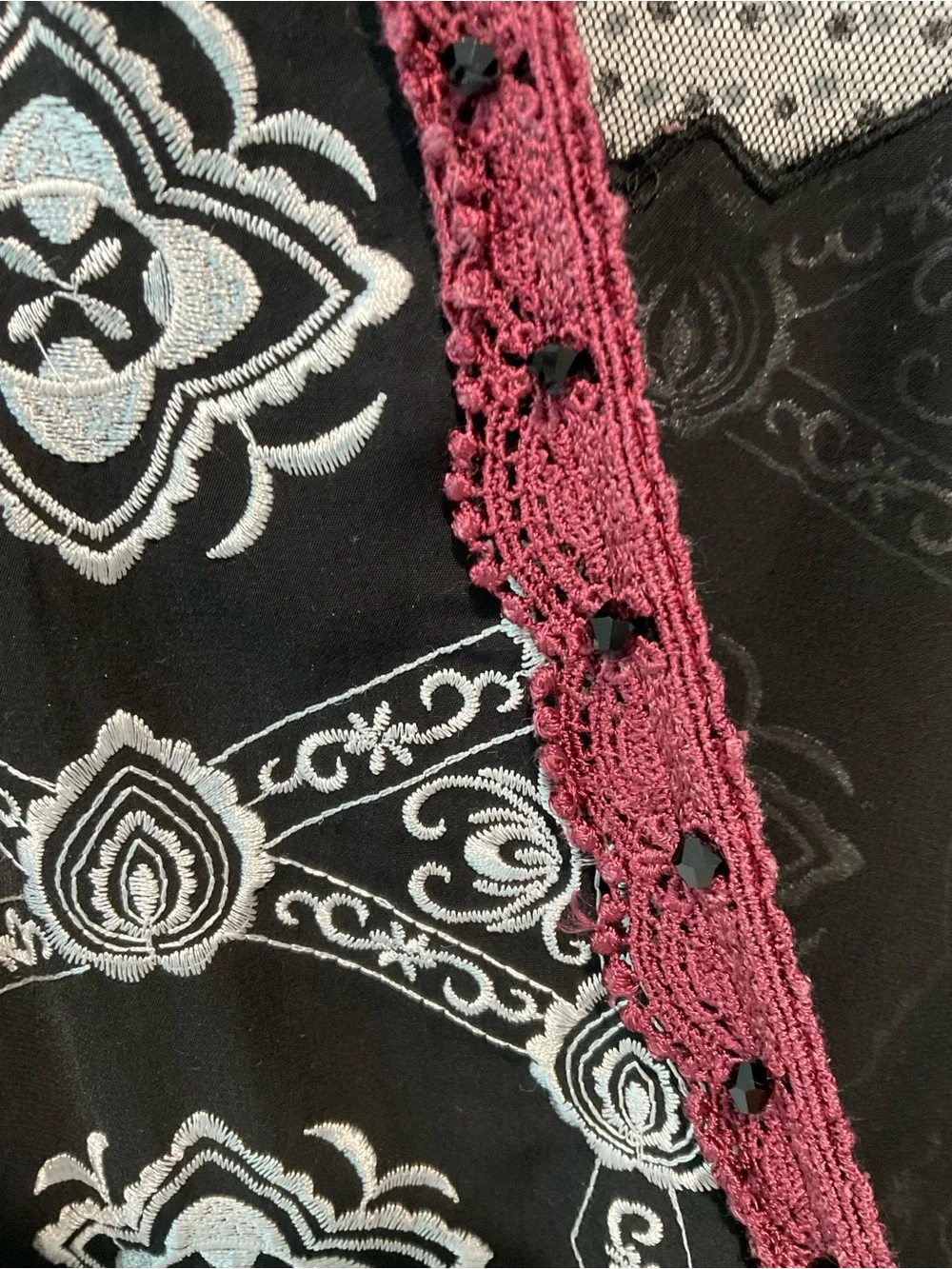 Free People Ovs Night Embroidered Deep V Back Mini Dress Small Black Boho